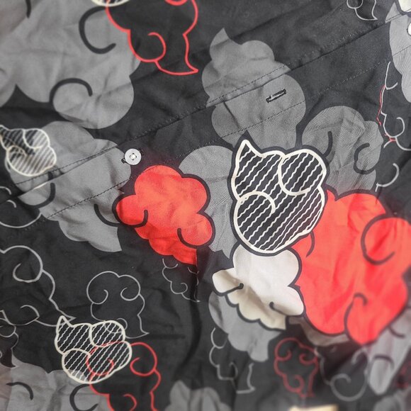 Animeape Men’s XL Hawaiian Shirt Red & White Ninja Dark Clouds Graphic Anime Sty - Picture 4 of 4